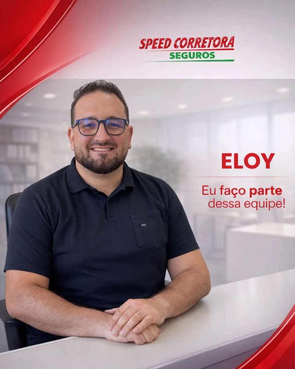 Retrato de Eloy, integrante da equipe da Speed Corretora