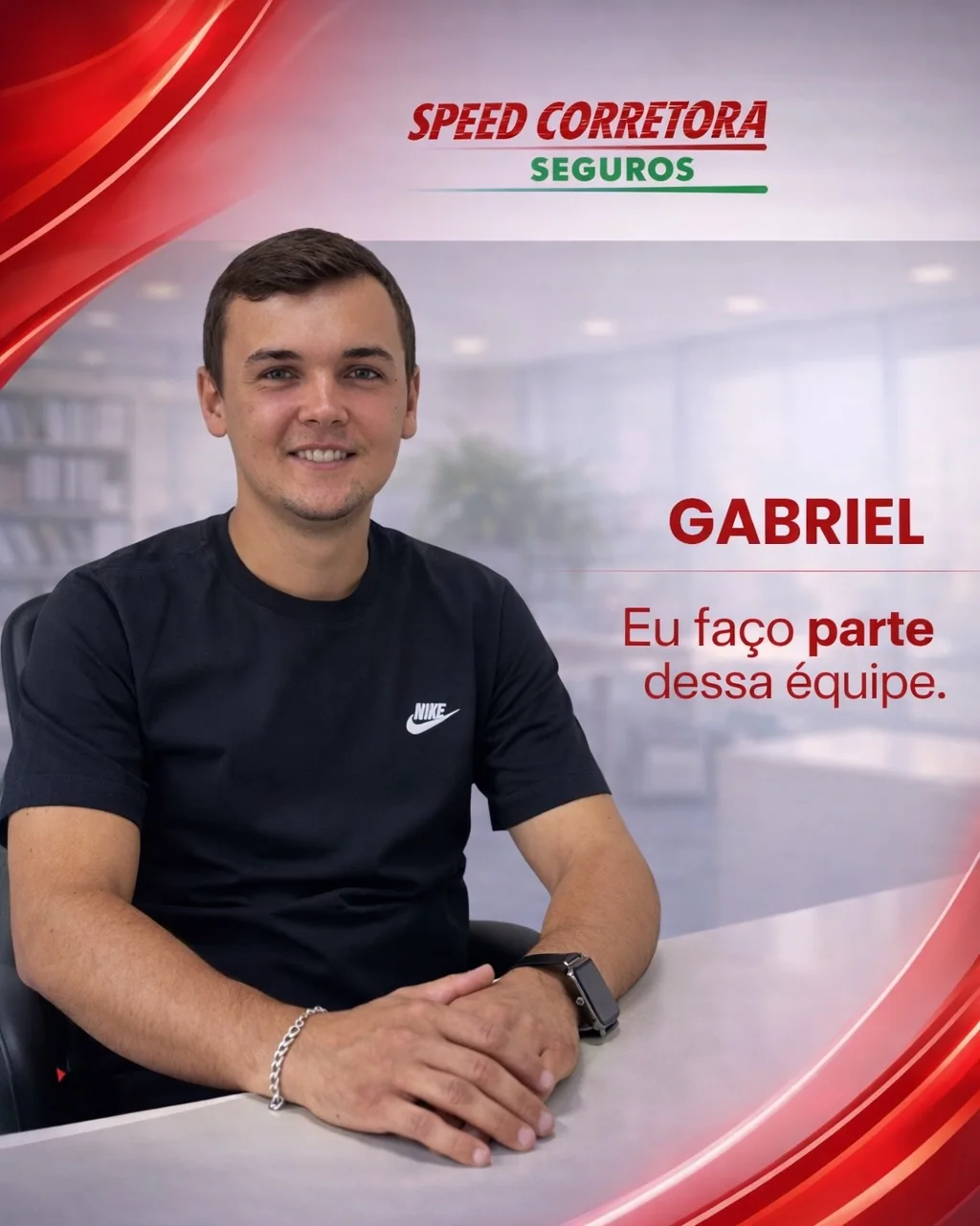 Retrato de Gabriel, integrante da equipe da Speed Corretora
