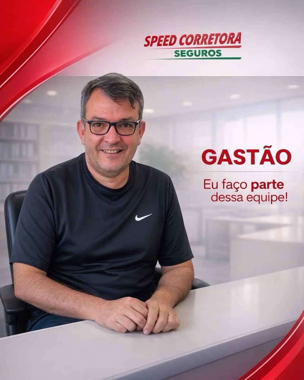 Retrato de Gastão, integrante da equipe da Speed Corretora