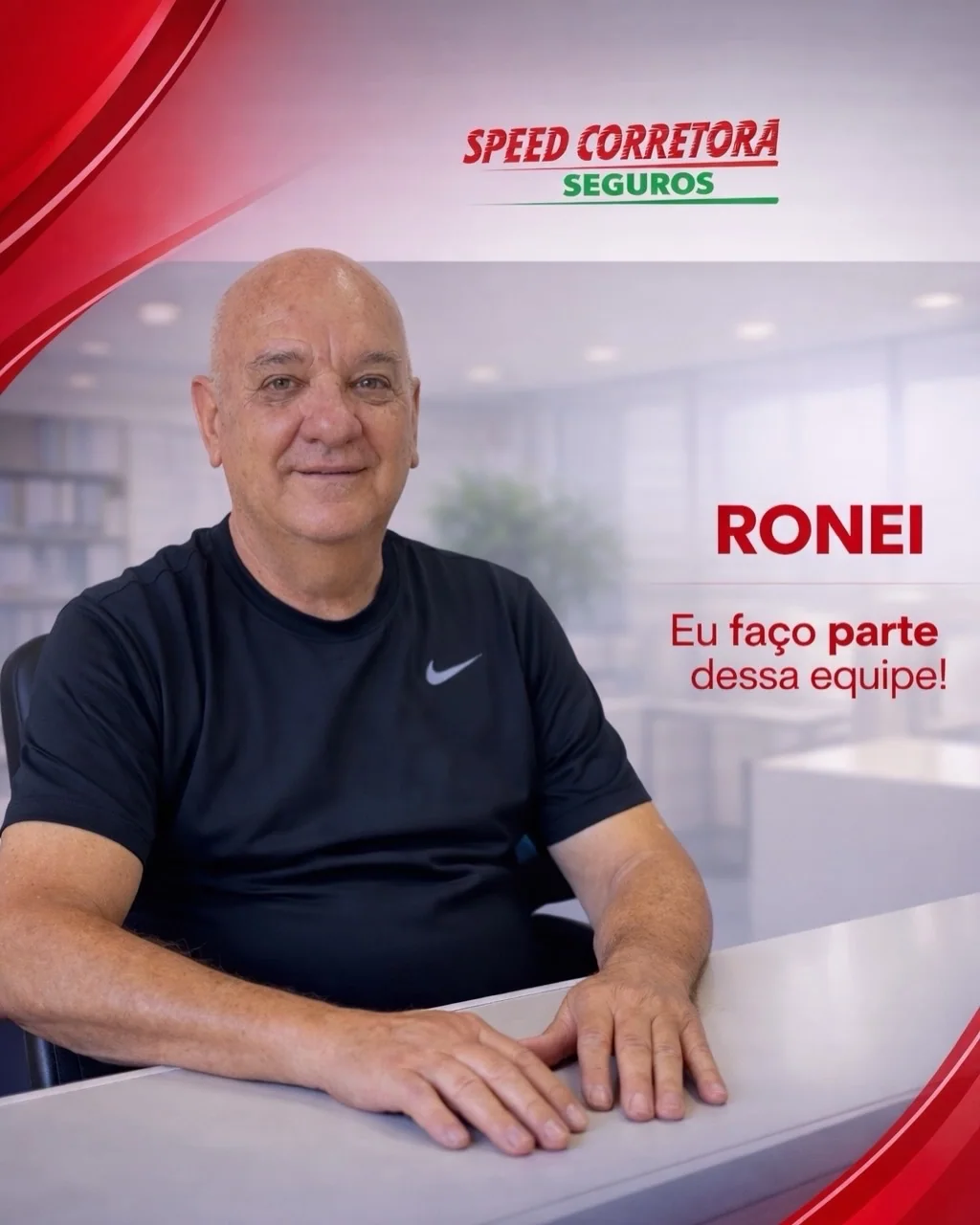 Retrato de Ronei, integrante da equipe da Speed Corretora